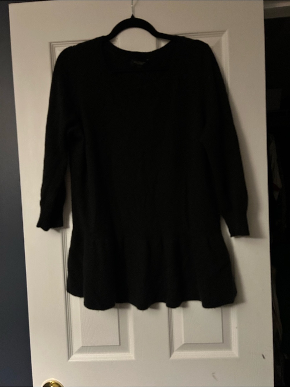 Ann Taylor 3/4 Sleeve Black Peplum Sweater